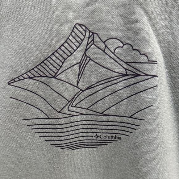 Columbia Light Blue Sweatshirt with Simple Mountain line design XS - Picture 3 of 5